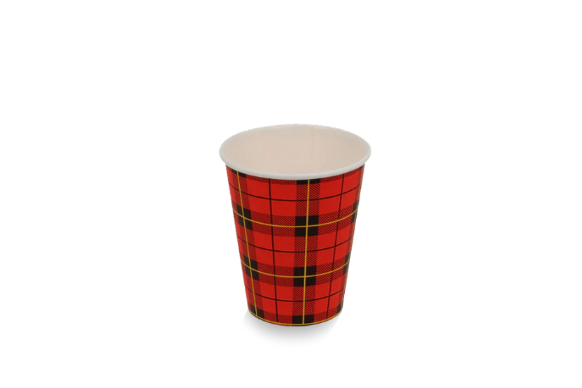 Cardboard coffee cup 150cc 6oz tartan